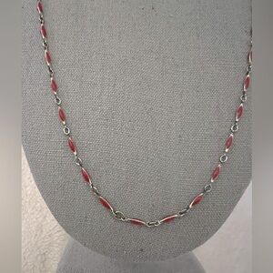 Sale Vintage Coral Silver Tone Long Necklace
